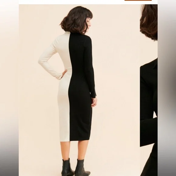 *flawed* Anthropologie Ciebon Zip Front Colorblock Midi Dress - Picture 11 of 13